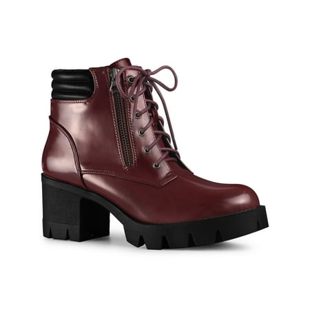 

Perphy Women s Lace Up Platform Chunky Heel Combat Boot