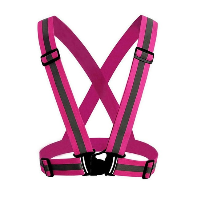 Safety Outdoor Reflective Vest Belt Strip designed for walking, running, jogging, and biking. Features adjustable straps, super-bright reflective strips, and lightweight polyester material in a vibrant purple color. Suitable for all sizes, machine washable, and ideal for adult protective gear.