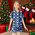 thumbnail image 2 of Teens Christmas Pajamas Kids Silk Pjs Christmas Print Long Sleeve Button down Sleepwaear Holiday Girl Pajamas Size 10-11 Years, 2 of 4