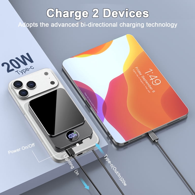 Black Friday Deals 2025 Kuulaa 10000mAh Magnetic Power Bank - Ultra Slim 0.41\" Magsafe Wireless Battery Pack Charger With Stand, 20W PD USB-C Output Fast Charging For IPhone 16/15/14/13/12 & Android