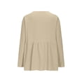 thumbnail image 6 of Women's Oversized Tshirts Cotton Linen Crew Neck Long Sleeve Button Tee Long Sleeve Shirts for Women, 6 of 8