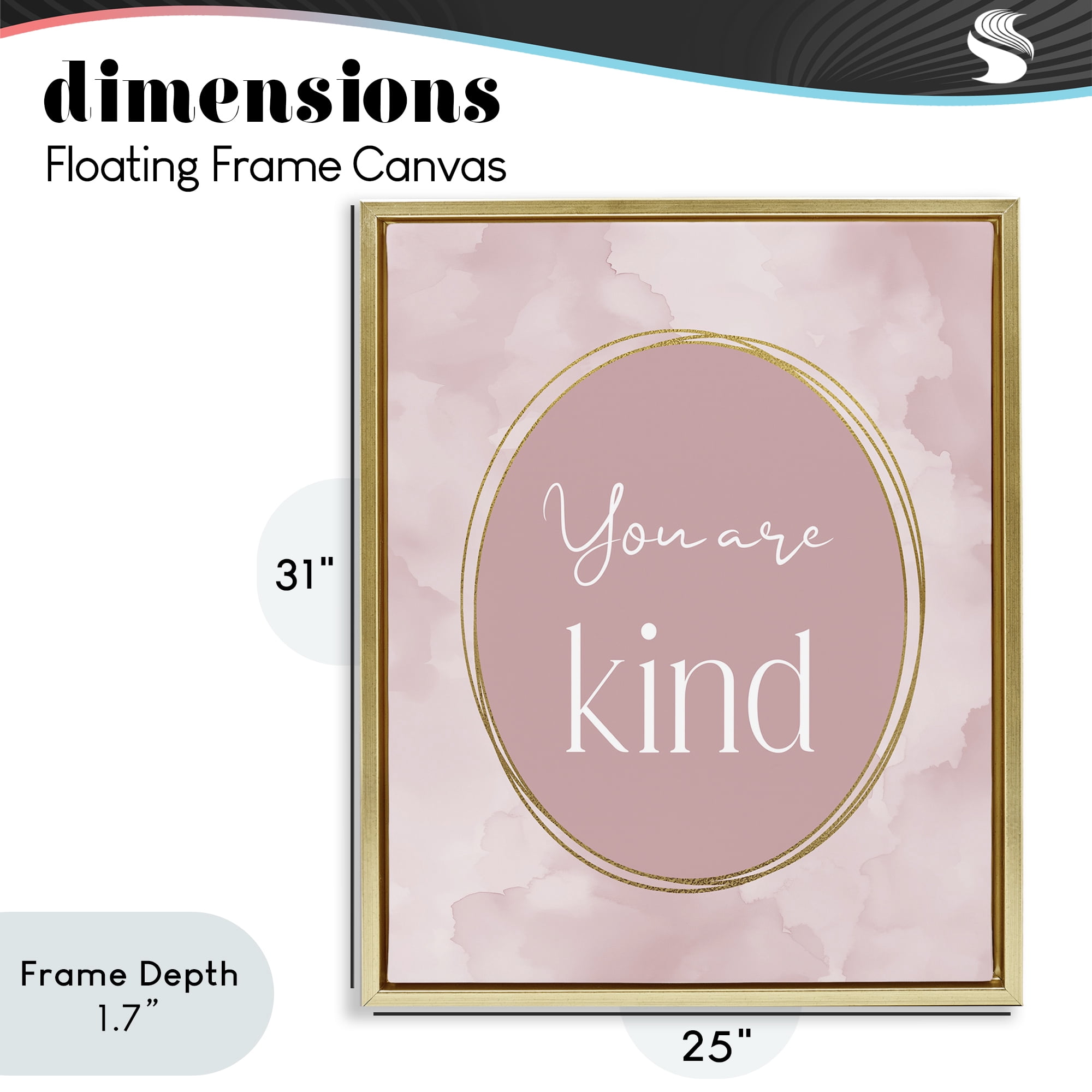 Stupell Industries Pink Golden Affirmation Gold Framed Floater Canvas Wall Art, design by Christine Simpson Art