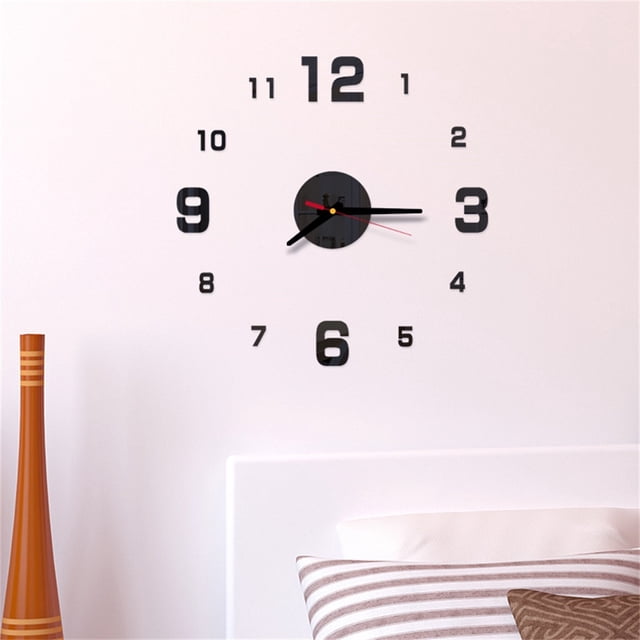 3D DIY Roman Numbers Acrylic Mirror Wall Sticker Clock Home Decor Mural Decals