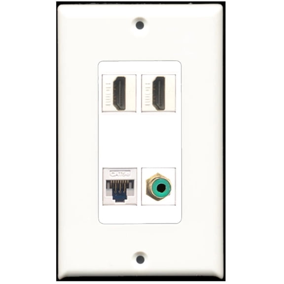 Ultra Spec Cables 2 Port HDMI 1 Port RCA Blue 1 Port Cat5e Ethernet Wall Plate DecorZ