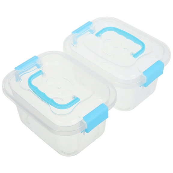 Transparent Plastic Storage Box with Handle for Home Use Multi Color 2 Pieces 3.94 x 2.76 x 2.36