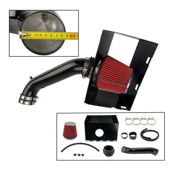 3.5 inch Cold Air Intake System Kit & Heat Shield Replacement for Dodge Ram 1500 Ram 2500 Ram 3500 2003-2008 5.7L V8,RED
