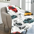 thumbnail image 5 of Racing Car Throw Blanket for Boys, Cozy Race Sport Car Fuzzy Flannel Blanket with Race Checkered Flag for Kids, 40 x 50 Inch Soft Warm Multicolor Cars Plush Blanket Gift for Toddler Sofa Couch Decor, 5 of 6