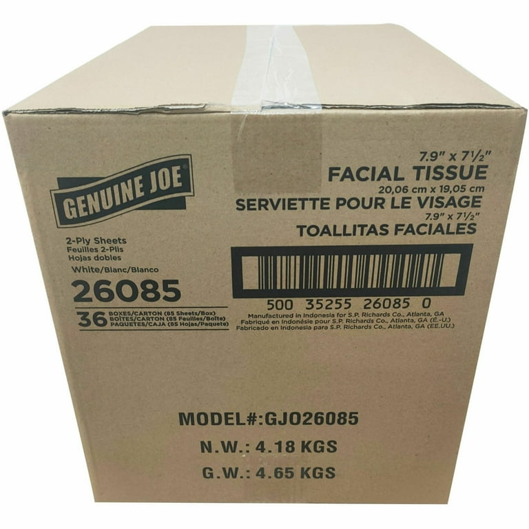 100% Recycled Facial Tissue, 2-Ply, 85 Sheets/Box, 36 Boxes/Carton 100% Recycled Facial Tissue, 2-Ply, 85 Sheets/Box, 36 Boxes/Carton