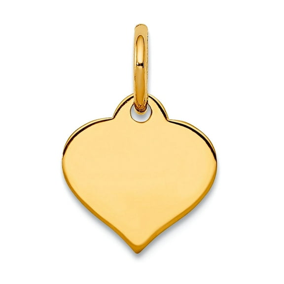 14k Yellow Gold Solid Polished Love Heart Disc Charm 14x10mm Wide Pendant Necklace for Women