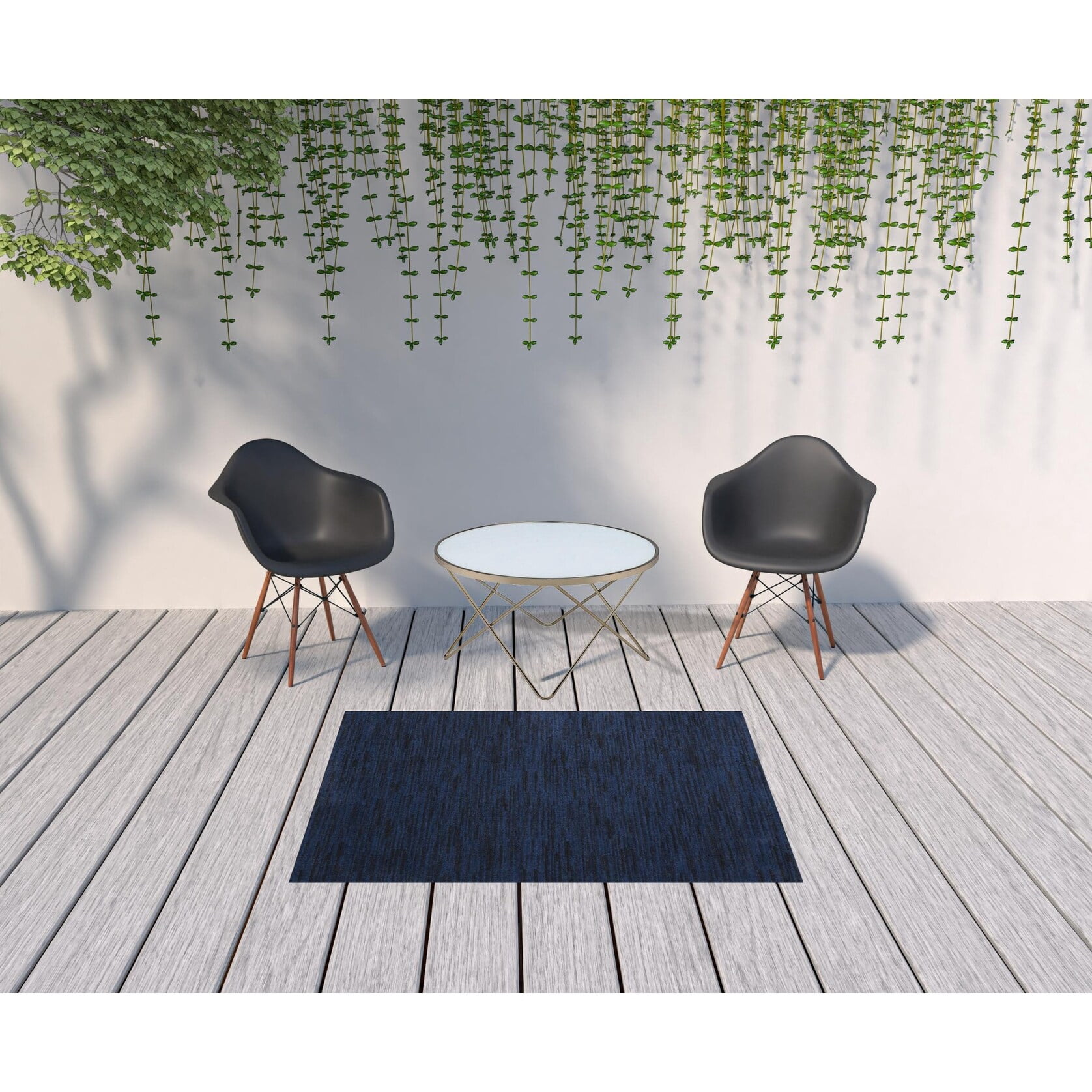4' X 6' Midnight Blue Non Skid Indoor Outdoor Area Rug - 6' x 7'