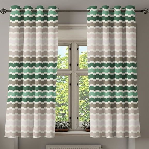 Ambesonne Grommet Curtain, , 50"x60", Dried Rose and Jade Green
