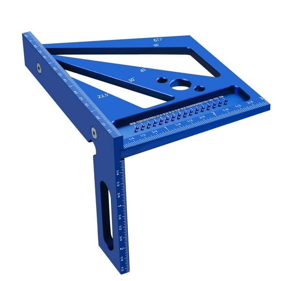 Precision Multi-Angle Measuring Tool for Woodworking - Durable Aluminum Alloy 3D Ruler with Clear Markings, Ideal for Carpentry and Construction Tasks - Available in Blue and Imperial Measurements