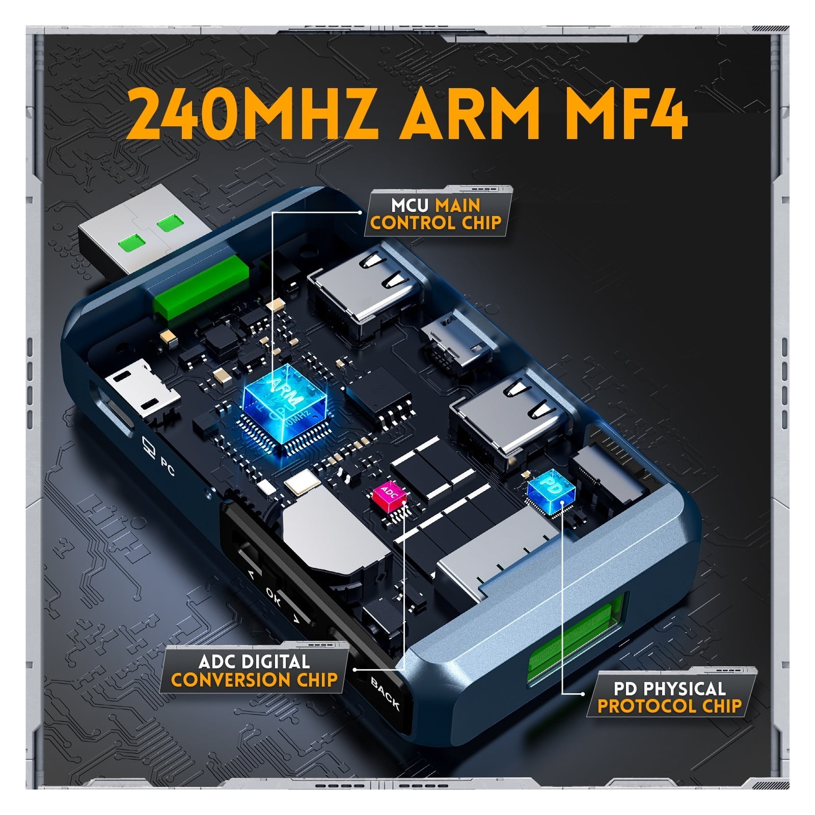 USB Tester Voltmeter Ammeter TYPE-C Fast Charge Detection Trigger Capacity Ripple Measurement With CNC Metal Shell ,Live Data