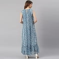 thumbnail image 6 of Janasya Round Neck Sleeveless Floral Blue Poly Georgette Western Dress For Women,Summer Dress/Summer Wear, 6 of 7