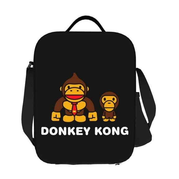 Donkey Kong 3D Cartoon Lunch Bag for Women/Men, Reusable Lunch Box for Office Work School Picnic Beach, Insulated Tote Bag with Adjustable Shoulder Strap