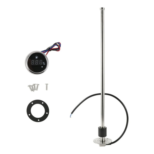Kit de unidad de envío de combustible y medidor Unique Bargains Unidad de envío de combustible para barco Envío marino de combustible 18.9" tono metálico plateado negro 1 juego 0-190 Ohm