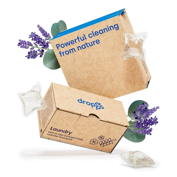 Dropps Stain & Odor Laundry Detergent Pods: Lavender Eucalyptus | 140 Count | Keeps Clothes Fresh | HE | Safe & Gentle | Powered by Natural Plant-Based Ingredients | Low Waste Packaging