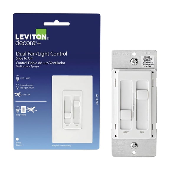 Leviton Decora SureSlide Fan & Light Dimmer Switch
