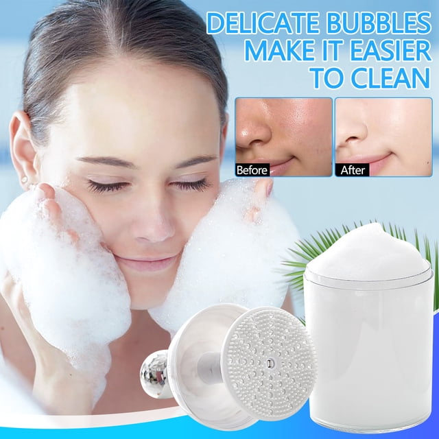 Puntoco - Dispensador de espuma para limpiador facial manual portátil, botella de espuma tipo prensa, suministros de limpieza para el hogar