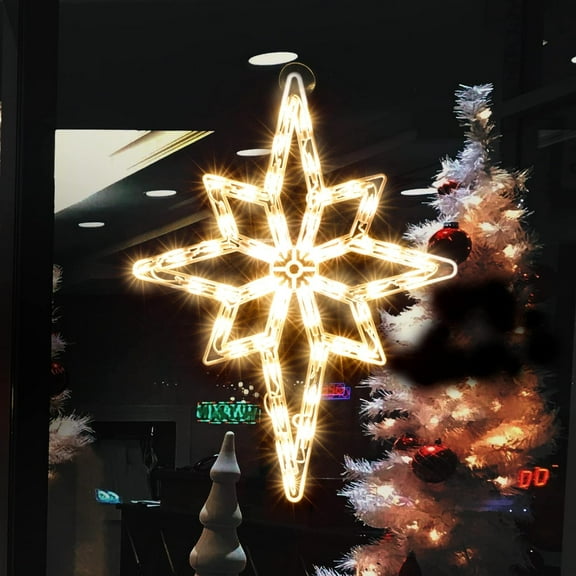 Christmas Window Silhouette Lights | Lighted Double-Sided Star of Bethlehem Decoration with 50 Incandescent Mini Lights | Ideal for Holiday Indoor/Outdoor Wall, Door & Glass Decor