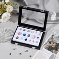 thumbnail image 4 of PU Leather Gemstone Display Box 7x5.4x1.3 inch Rectangle Gemstone Storage Box Black Jewelry Box Show Case Organizer with Clear Top Clasp Lid, 4 of 5