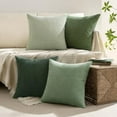 thumbnail image 3 of Sage Green Pillow Covers 22x22 Inch Set of 4 Spring Boho Farmhouse Home Decor Mordern Nordic Throw Pillows Covers Soft Corduroy for Couch Bed Sofa Living Room Forest Green, 3 of 6