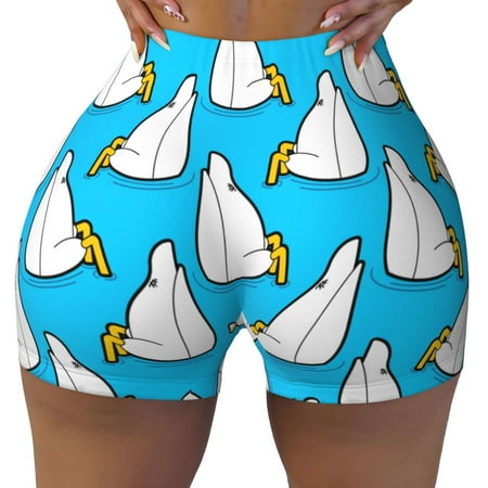 Workout Shorts Women  Duck Dives Biker Shorts for Women Running Gym Spandex Shorts Tummy Control