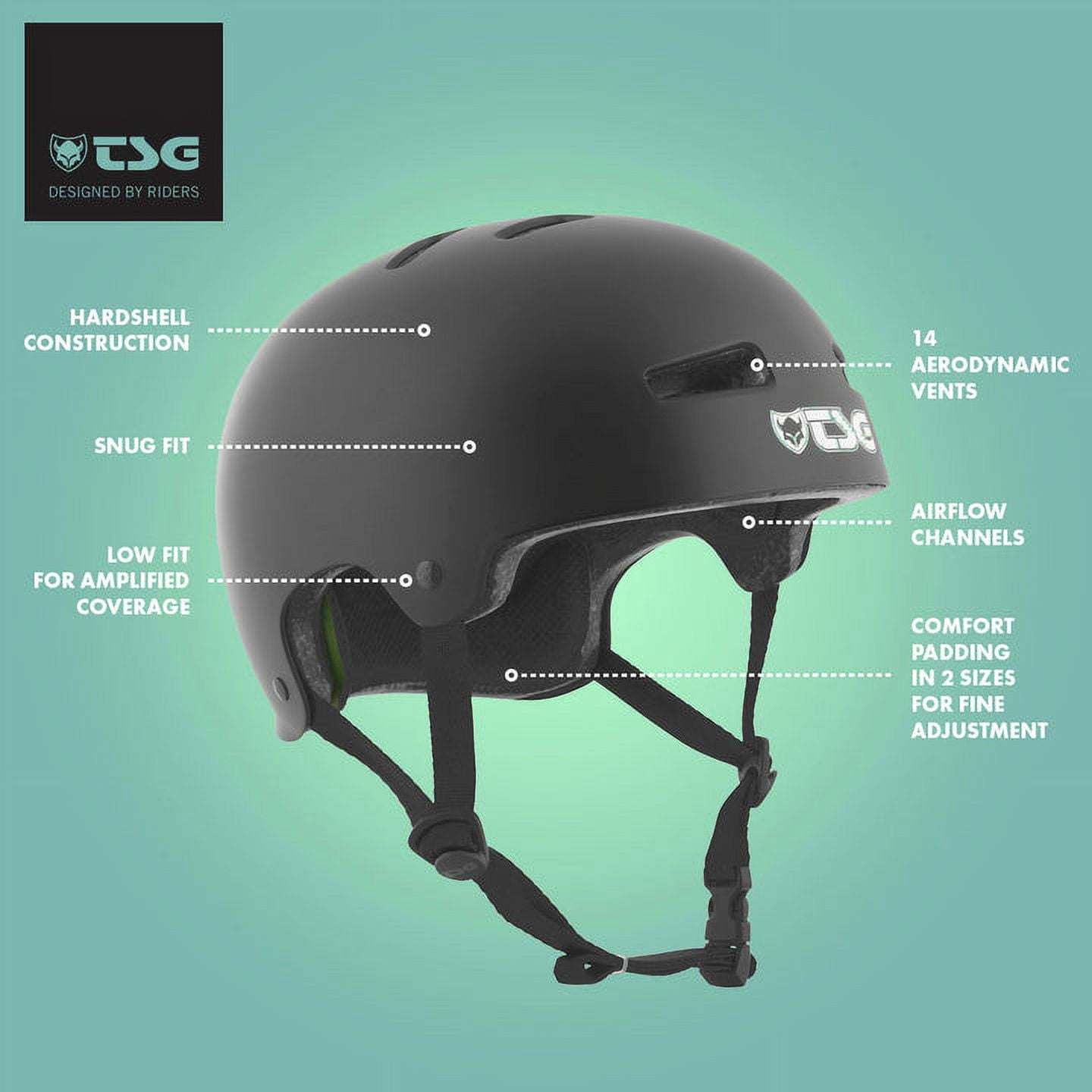 TSG Evolution Multi-Color Skate Bike Helmet, ABS Hardshell, Snug Fit,Low Fit