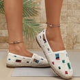 thumbnail image 6 of IEMIEMIEM Women's Canvas Shoe Distressed Espadrille Slip-On Shoes Frayed Colorful Patch Print Casual Canvas Loafers with Hemp Sole for Daily 7.5 wide, 6 of 9