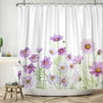 thumbnail image 4 of Purple Floral Shower Curtain,Spring Daisy Waterproof Fabric Bathroom Curtain with Hooks,72x78 in, 4 of 5
