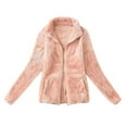 thumbnail image 1 of Womens Full Zip Up Sherpa Lapel Fuzzy Fleece Jacket Oversized Fluffy Coat, 1 of 8