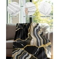 thumbnail image 5 of Throw Blanket Fleece Throw Blanket 60x80in, Abstract Flowing Marble Fluid Art Soft Lightweight Bed Blankets Black and Gold Lines Fuzzy Couch Blankets for All Season, 5 of 6