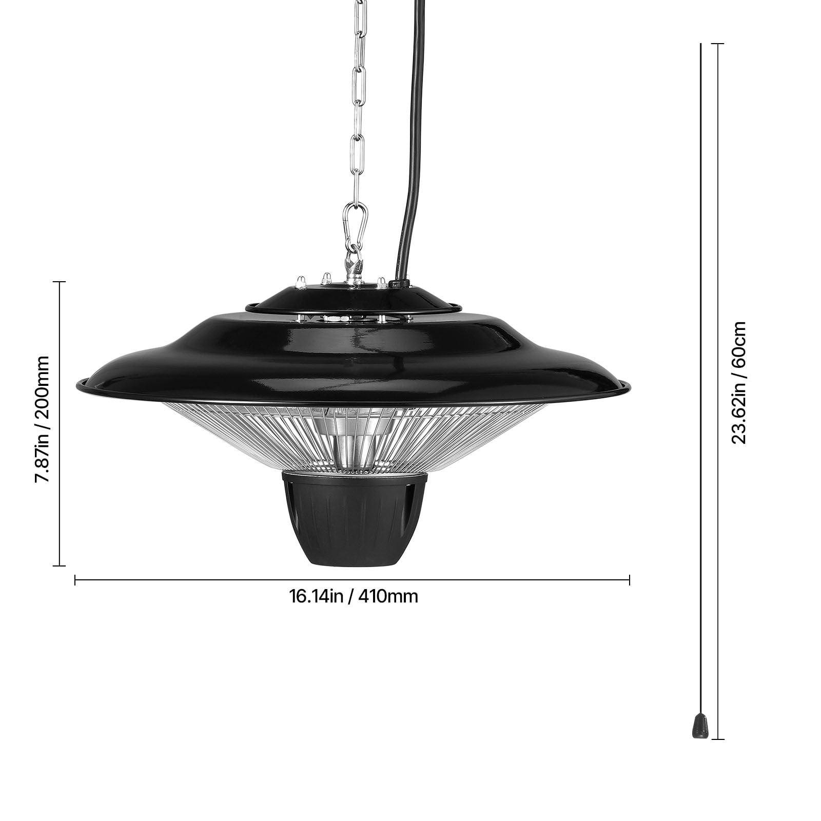 1500W Infrared Patio Heater with 3-Second Heating, 360° Heat Distribution, IP34 Waterproof, Adjustable Height, for Outdoor Patio Garage