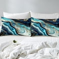 thumbnail image 4 of YST Blue Marble King Size Sheet Sets Teal Marbling Sheets, Abstract Aesthetic Bed Set Watercolor Stone Pattern Bed Sheets Set, Gold Metallic Sequins Fitted Sheet 4pcs with 2 Pillow Case, 4 of 5