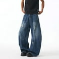 thumbnail image 7 of FRSASU Men's Casual Loose Hip Hop Denim Work Pants Jeans with Cargo Pockets Dark Blue, 7 of 7