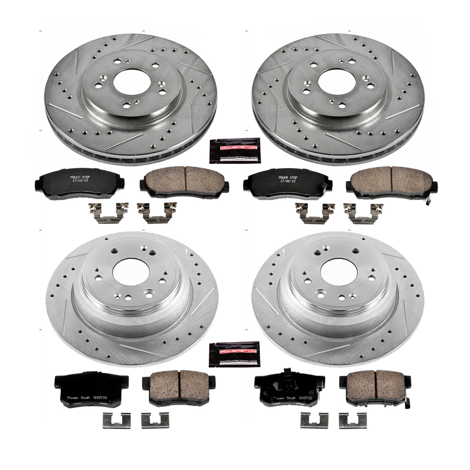 PowerStop Front and Rear Z23 Evolution Sport Carbon-Fiber Ceramic Brake Pad and Drilled & Slotted Rotor Kit Fits: HONDA Select Models K5815