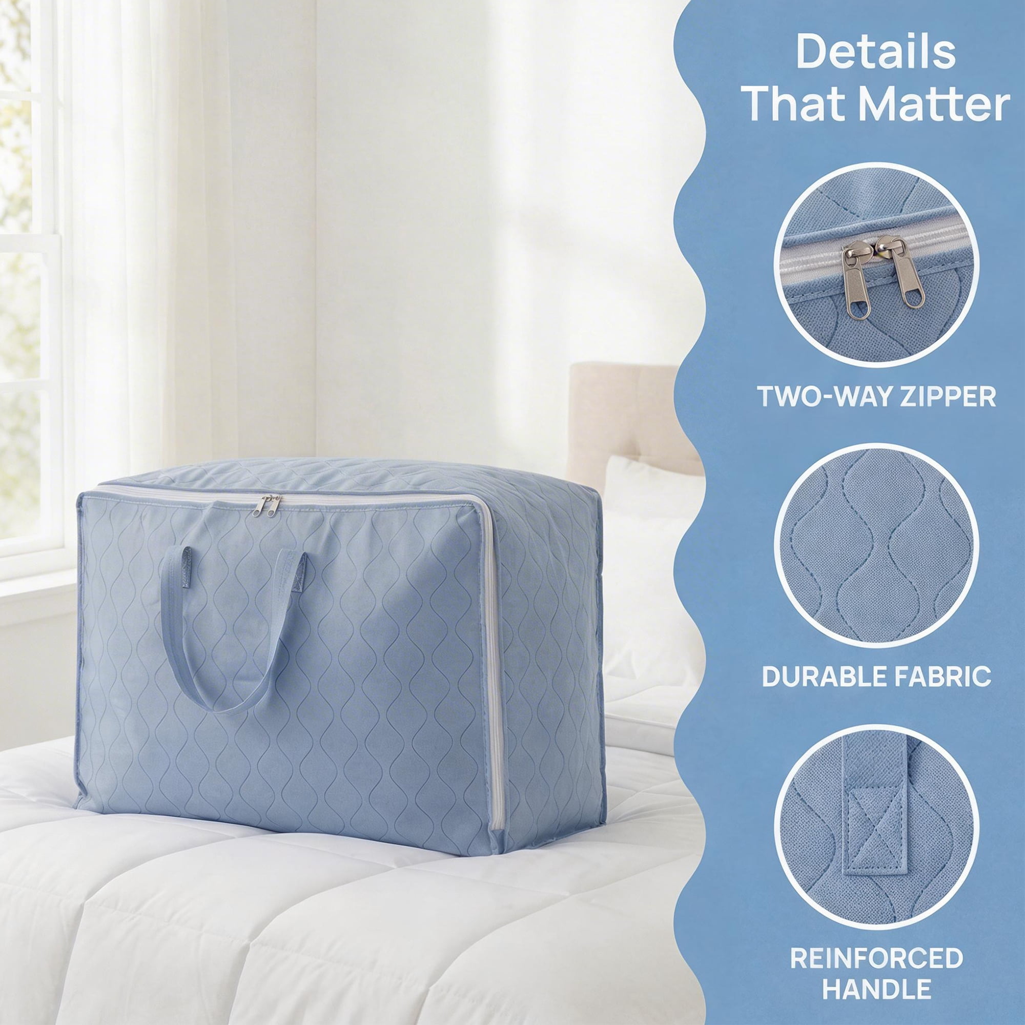 Unique Bargains Storage Bag for Organizing Comforter and Closet Blue 20.5"x7.5"x13"