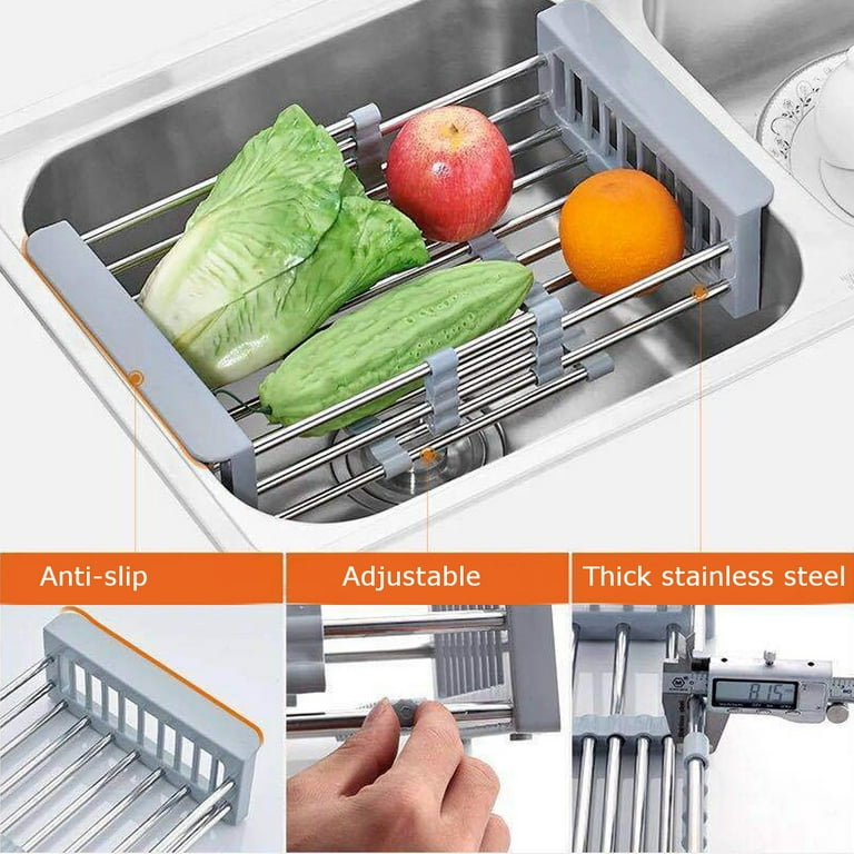 ADBIU Large Dish Drying Rack with Drainboard Set（12.8 - 20） Expandable  Compact Dish Drainer (Gray, Large)