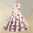 thumbnail image 2 of Valentines Day Sleeveless A-line Dress with Heart Print Adjustable Straps Lightweight Evening Prom Party Dress Red 2XL, 2 of 5