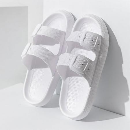 

CoCopeanut Women Men Slippers Cushioned Cloud Slide Slippers Bathroom Shower Massage Spa Double Buckle Pool Beach Sandals 2022 Woman Shoes