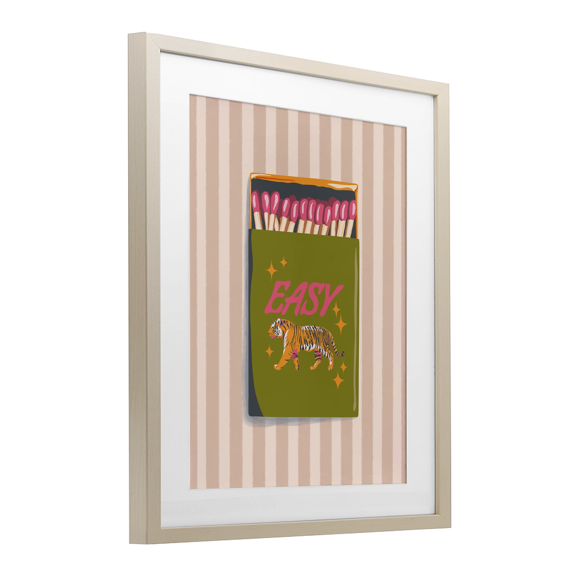 Easy Tiger Retro Matches Birch Framed Print Under Glass, design by Elyse Anastacia