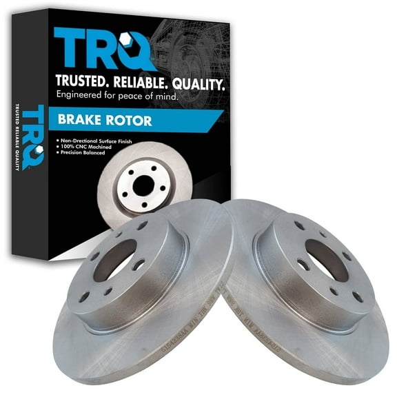 TRQ Rear Brake Rotors Set Solid Fits Select 2012-2019 Fiat 500