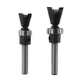 thumbnail image 2 of 2pcs Woodworking Router Bit Shank Carbide Dovetail Router Bit With Bottom Bearing Woodworking Cutters Woodworking Router Bit Set, 2 of 9