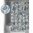 thumbnail image 4 of Farmhouse Navy Blue Floral Shower Curtain, 72" x 72", Linen Boho Paisley Flower Rustic Waterproof Bathroom Curtain Washable Shower Curtain Set with 12 Hooks, 4 of 6