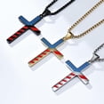 thumbnail image 2 of Black Gold Silver Stainless Steel White Blue Red American Flag Cross Pendant Necklaces For Men Women Chain Length 23.6in, 2 of 4