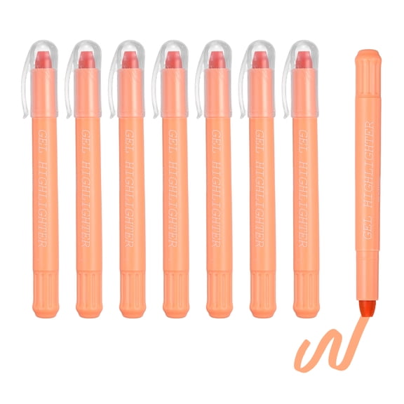 Uxcell 8Pack Gel Highlighters, Highlighters Pens Wax Crayon Neon Clear View Bright Marker Pen Twist Up Gel Stick Cute Pastel for Home Office Study Journaling Supplies, Orange