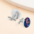thumbnail image 7 of PhooArto Men's Classic Stainless Steel, Space Galaxy Painting Cufflinks Business Wedding Shirts, Silver, 7 of 7