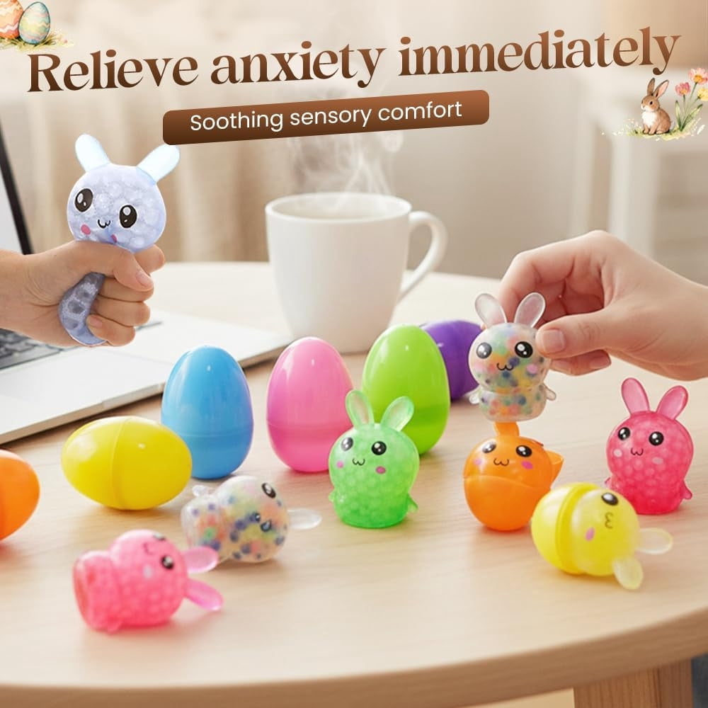 Easter Gifts for Adults - 24-Piece Easter Bunny and Egg Stress Ball Set for Stress Relief and Hand Exercise