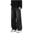 thumbnail image 2 of Men's Comfort Flex Waist Baggy Jeans Casual Fall Solid Color Fold Full Length Pants Jeans Black 3XL Jeans for Men, 2 of 5