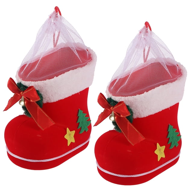 2 piezas medias navideñas colgante decorativo botas de caramelo bolsa de calcetines bolsas de regalo bolsa de calcetines de caramelo (botas de caramelo grandes)